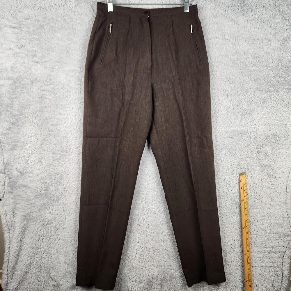 Vintage Reflections Dress Pants Womens 8 Tall Brown Twill Tapered Work Office